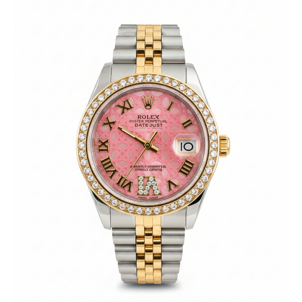 Rolex Lady-Datejust Gold, silver with Bink dial