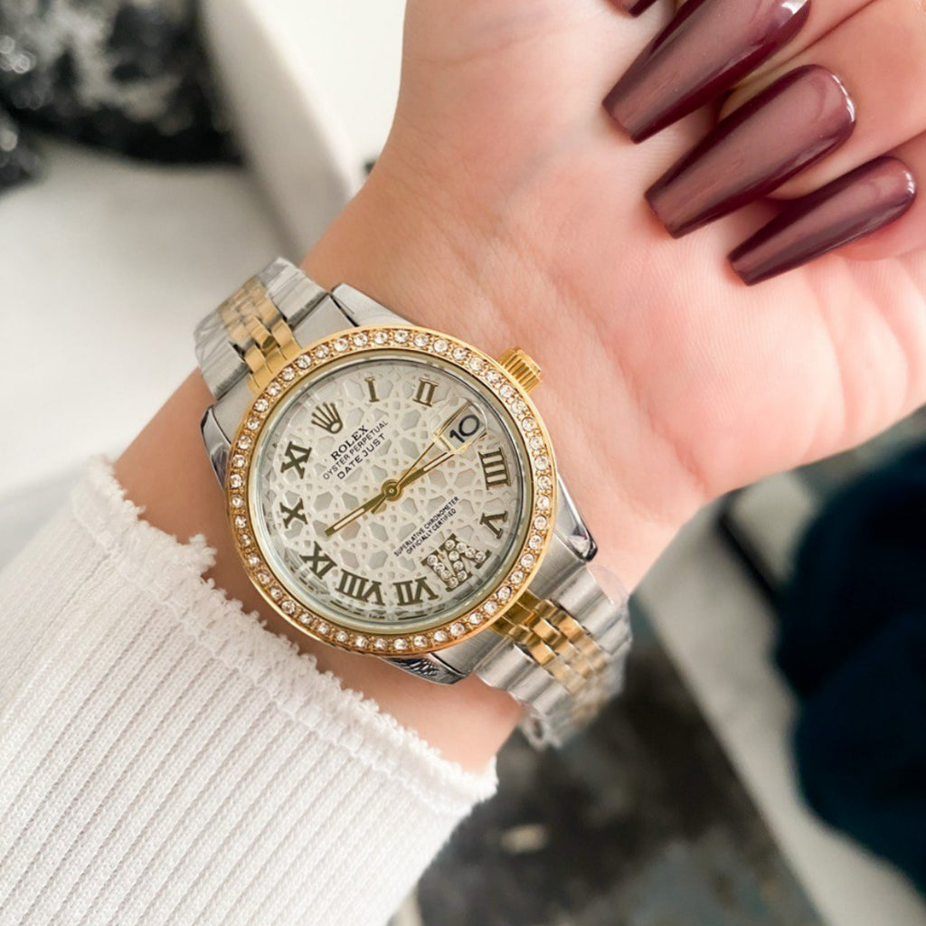 Rolex Lady-Datejust Gold, Sliver with white dial