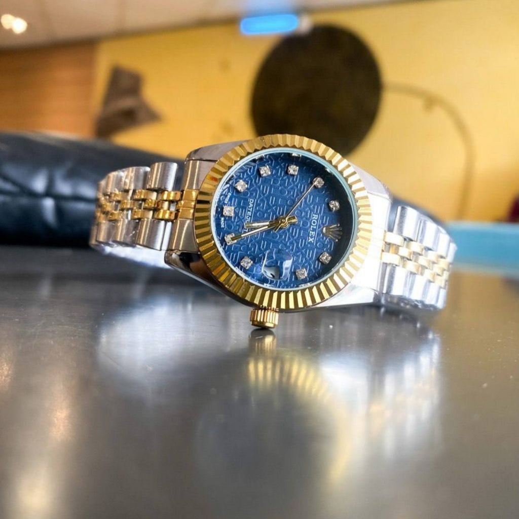 Rolex Lady-Datejust Gold, silver with Blue dial
