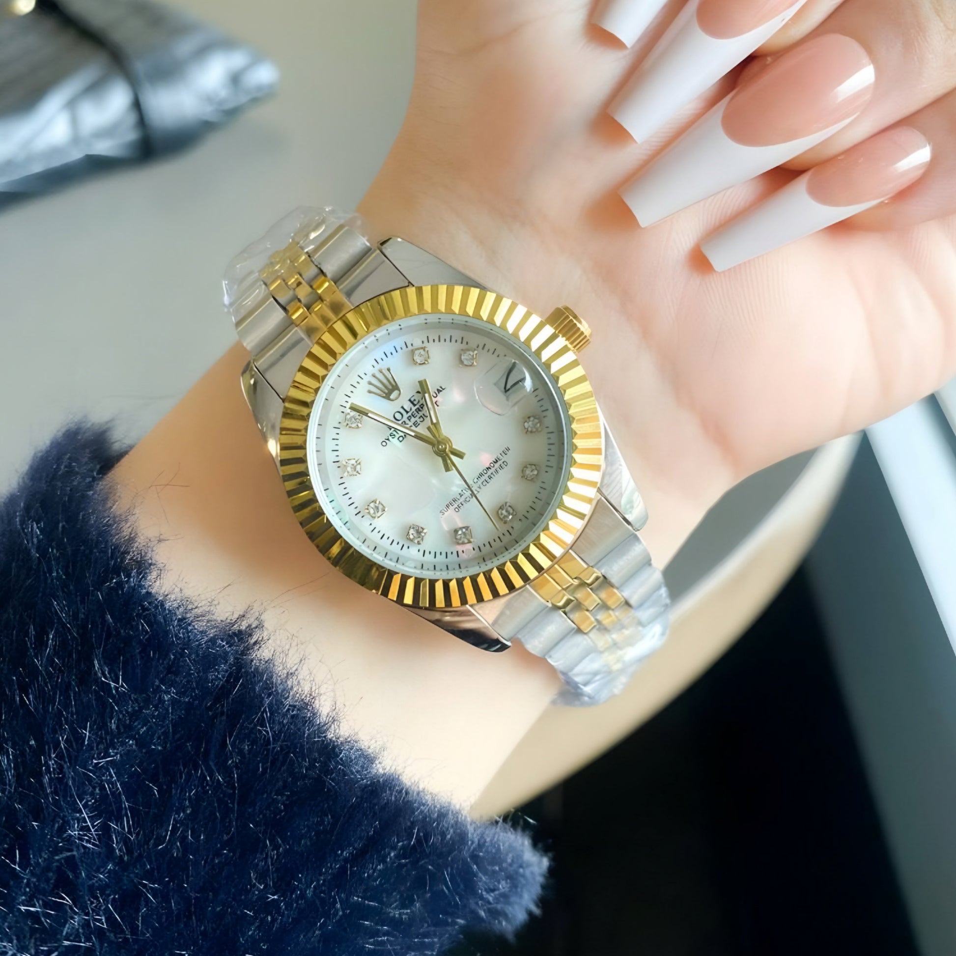 Rolex Lady-Datejust Gold, silver with white dial