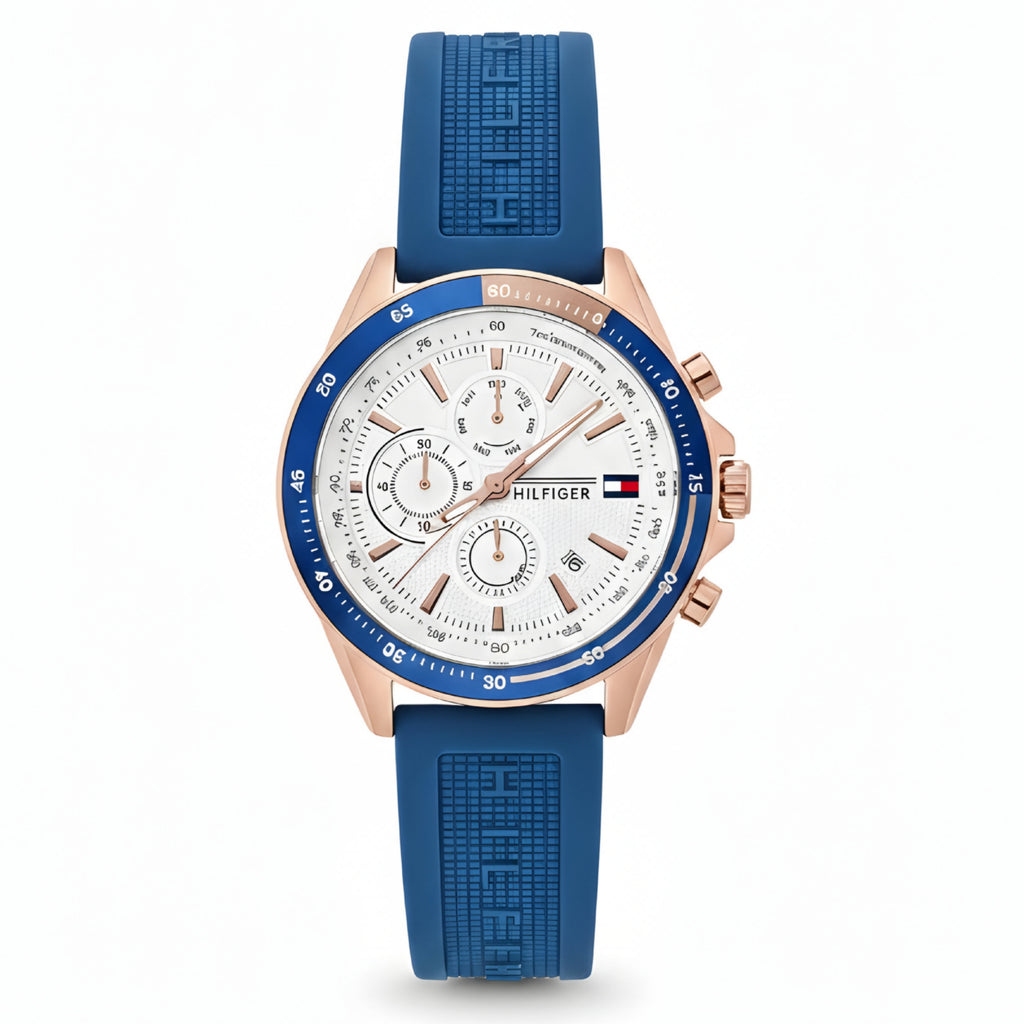 TOMMY HILFIGER
Men's Round Shape Silicone Strap Chronograph Wrist Watch 46 mm - Blue
