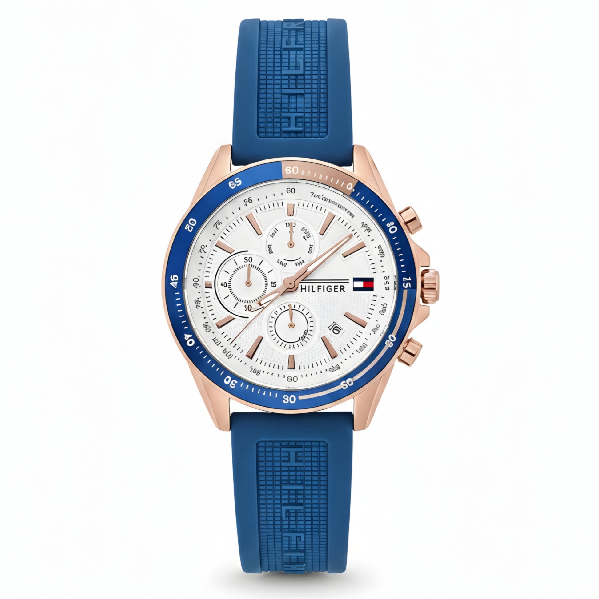 TOMMY HILFIGER
Men's Round Shape Silicone Strap Chronograph Wrist Watch 46 mm - Blue