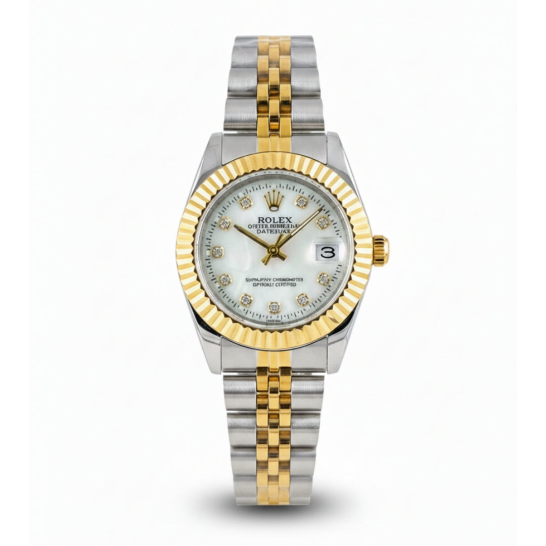 Rolex Lady-Datejust Gold, silver with white dial