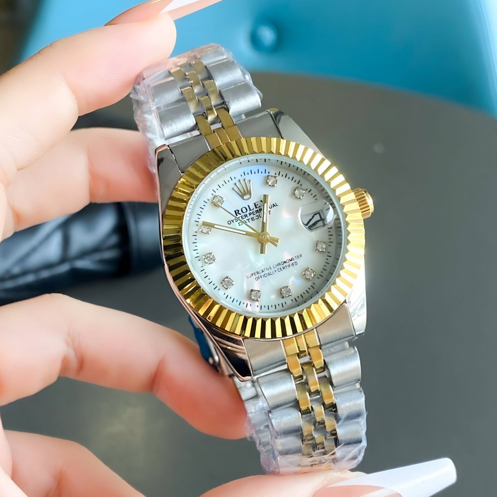 Rolex Lady-Datejust Gold, silver with white dial