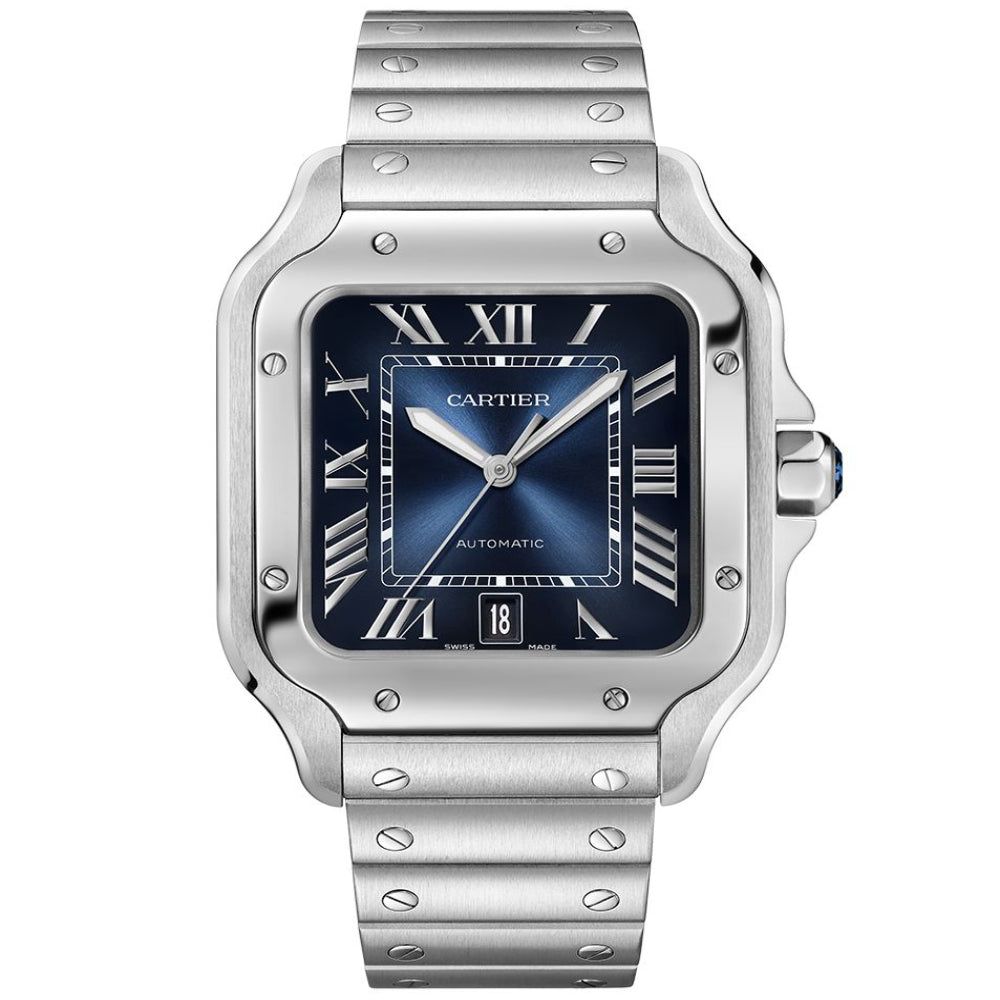 Santos de Cartier silver frame Blue dial